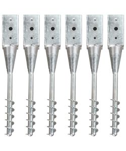 Picchetti di Terra 6 pz Argento 10x10x57 cm in Acciaio Zincato