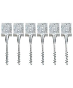 Picchetti di Terra 6 pz Argento 14x14x58 cm in Acciaio Zincato