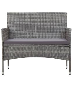 Set Divani da Giardino 4 pz con Cuscini in Polyrattan Grigio 45812