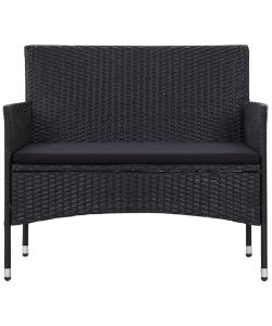 Set Divani da Giardino 4 pz con Cuscini in Polyrattan Nero 45813