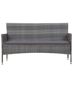 Set Divani da Giardino 4 pz con Cuscini in Polyrattan Grigio 45890