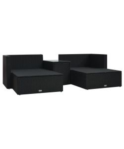 Set Divani da Giardino 5 pz con Cuscini in Polyrattan Nero 47813