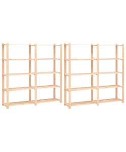 Scaffali a 5 Livelli 2 pz 80x38x170 cm Massello Pino 500 kg