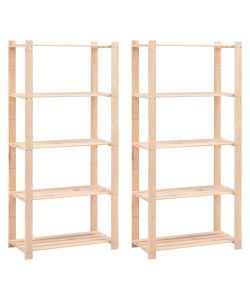 Scaffali a 5 Livelli 2 pz 80x38x170 cm in Massello Pino 250 kg