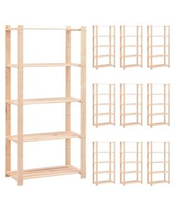 Scaffali a 5 Livelli 10 pz 80x38x170 cm in Massello Pino 250kg