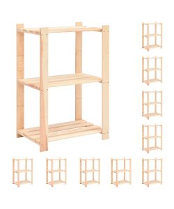 Scaffali a 3 Livelli 10 pz 60x38x90 cm in Massello Pino 150 kg