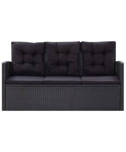 Set Divani da Giardino 6 pz con Cuscini in Polyrattan Nero