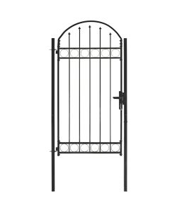Cancello per Recinzione ad Arco in Acciaio 100x250 cm Nero