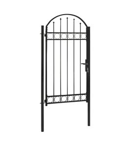 Cancello per Recinzione ad Arco in Acciaio 100x250 cm Nero