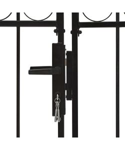 Cancello a Doppia Anta ad Arco in Acciaio 300x175 cm Nero