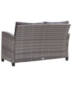Divano da Giardino 2 Posti con Cuscini Grigio 124 cm Polyrattan