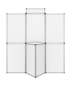 vidaXL Parete Pieghevole 8 Pannelli con Tavolo 181x200 cm Bianco - Divisorio per Fiere - Pannelli Espositivi