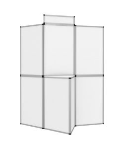 vidaXL Parete Pieghevole 8 Pannelli con Tavolo 181x200 cm Bianco - Divisorio per Fiere - Pannelli Espositivi