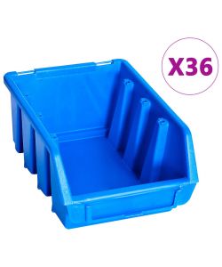  Kit Contenitori di Stoccaggio 96 pz con Pannelli a Parete Blu