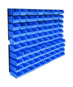  Kit Contenitori di Stoccaggio 96 pz con Pannelli a Parete Blu