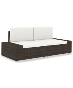 Divano Modulare a 2 Posti in Polyrattan Marrone
