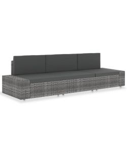 Divano Modulare a 3 Posti in Polyrattan Grigio