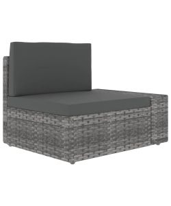 Divano Modulare a 3 Posti in Polyrattan Grigio