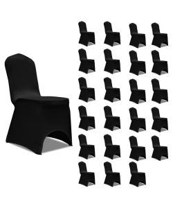 Coprisedie in Tessuto Elasticizzato Nero 24 pz