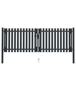 Cancello per Recinzione Doppio in Acciaio 306x125 cm Antracite