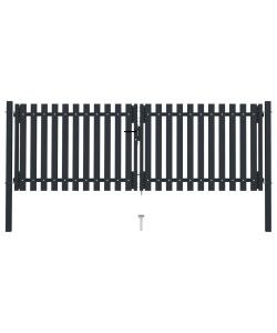 Cancello per Recinzione Doppio in Acciaio 306x150 cm Antracite