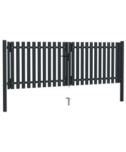 Cancello per Recinzione Doppio in Acciaio 306x175 cm Antracite