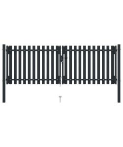 Cancello per Recinzione Doppio in Acciaio 306x175 cm Antracite