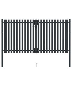 Cancello per Recinzione Doppio in Acciaio 306x220 cm Antracite