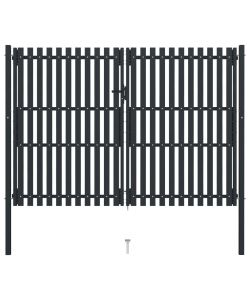 Cancello per Recinzione Doppio in Acciaio 306x250 cm Antracite