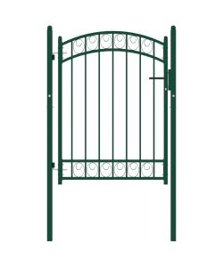 Cancello per Recinzione ad Arco in Acciaio 100x125 cm Verde