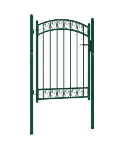 Cancello per Recinzione ad Arco in Acciaio 100x125 cm Verde