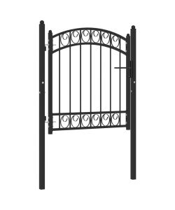 Cancello per Recinzione ad Arco in Acciaio 100x100 cm Nero