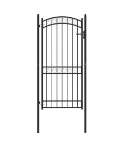 Cancello per Recinzione ad Arco in Acciaio 100x200 cm Nero