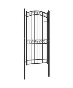 Cancello per Recinzione ad Arco in Acciaio 100x200 cm Nero