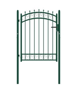 Cancello per Recinzione con Punte in Acciaio 100x125 cm Verde 146374