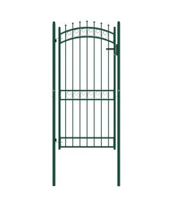Cancello per Recinzione con Punte in Acciaio 100x200 cm Verde 146377