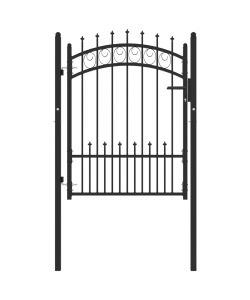 Cancello per Recinzione con Punte in Acciaio 100x125 cm Nero 146389
