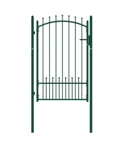 Cancello per Recinzione con Punte in Acciaio 100x150 cm Verde 146395