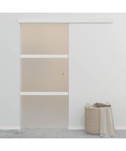 Porta Scorrevole in Vetro ESG e Alluminio 90x205 cm Argento