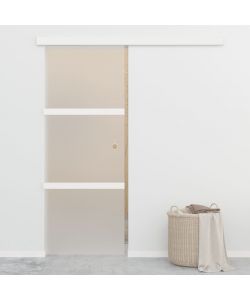 Porta Scorrevole Fermi Vetro ESG e Alluminio Argento 76x205 cm