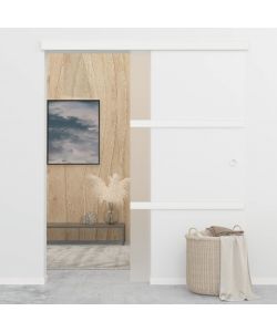 Porta Scorrevole Fermi Vetro ESG e Alluminio Argento 90x205 cm