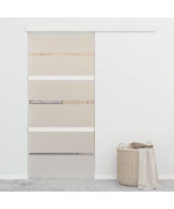 Porta Scorrevole in Vetro ESG e Alluminio 90x205cm Argento