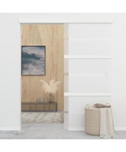 Porta Scorrevole in Vetro ESG e Alluminio 90x205cm Argento
