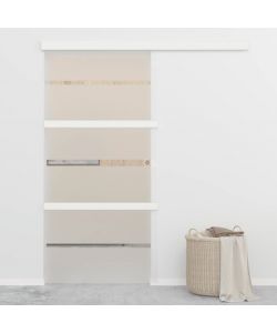 Porta Scorrevole in Vetro ESG e Alluminio 102,5x205 cm Argento