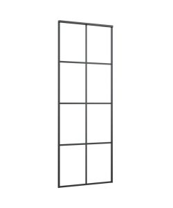 Porta Scorrevole in Alluminio e Vetro ESG 76x205 cm Nera 288064