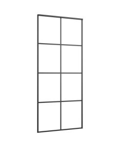 Porta Scorrevole in Vetro ESG e Alluminio 90x205 cm Nera