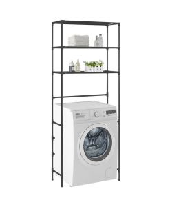 vidaXL Scaffale per Lavatrice Nero 69x28x169 cm - 3 Ripiani - Organizer Bagno e Lavanderia
