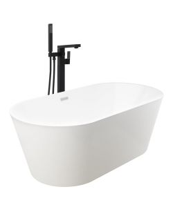 Vasca da Bagno Indipendente con Rubinetto 220 L 90 cm Nera