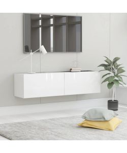 Mobile TV Bianco Lucido 120x30x30 cm in Truciolato