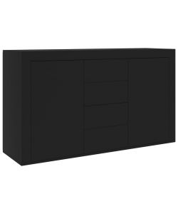 vidaXL Credenza Nera in Truciolato con Porte e Cassetti - 120x36x69 cm
